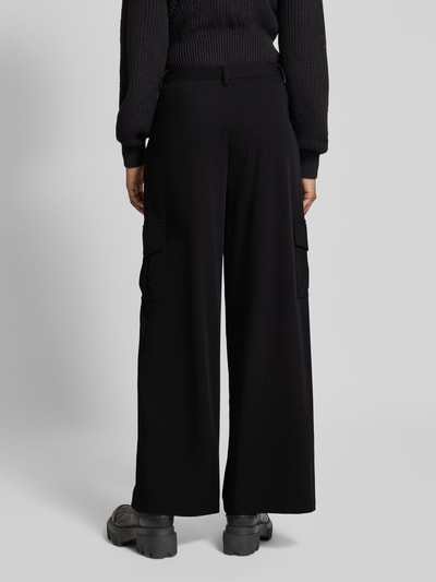 Stefanel Wide Leg Bundfaltenhose mit Cargotaschen Black 5