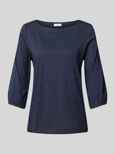 s.Oliver RED LABEL T-shirt van zuiver katoen met boothals en 3/4-mouwen Marineblauw - 2