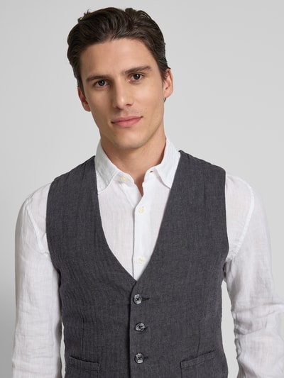 Lindbergh Weste aus Baumwoll-Leinen-Mix mit Knopfleiste Black 3
