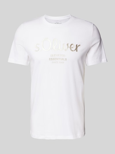 s.Oliver RED LABEL Regular Fit T-Shirt aus reiner Baumwolle mit Statement-Label-Print Weiss 2