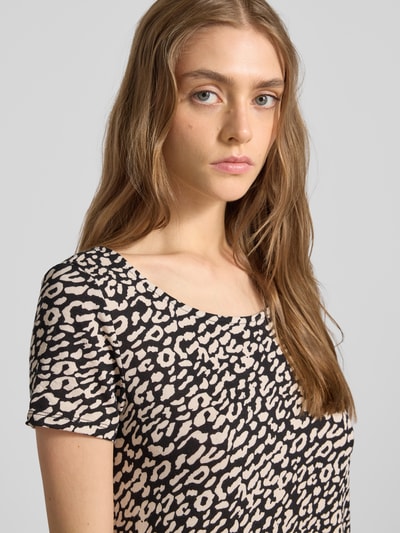 Only Uitlopende mini-jurk met all-over motief, model 'BERA' Zwart - 3