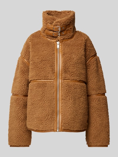 Vila Regular Fit Teddyfell-Jacke mit Stehkragen Modell 'VINIMI' Camel 2