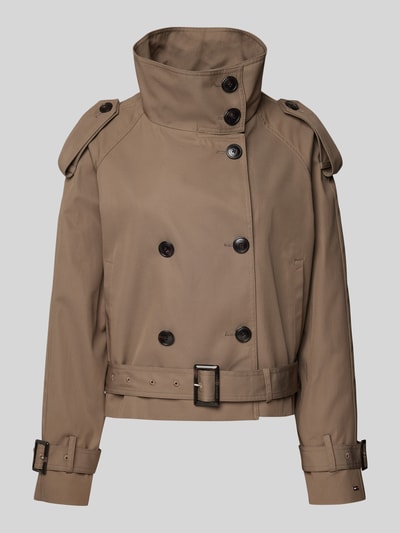 Tommy Hilfiger Cropped Trenchcoat mit Stehkragen Taupe 2