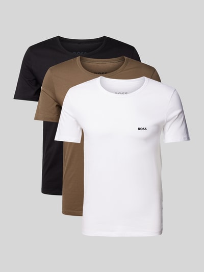 BOSS T-Shirt mit Label-Print im 3er-Pack Oliv 1