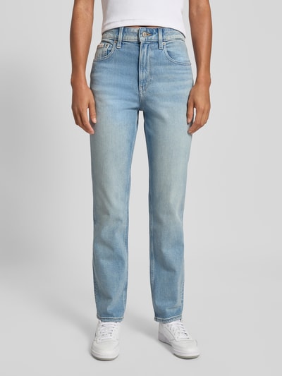 Calvin Klein Jeans Straight fit high waist jeans met labeldetail Lichtblauw - 4