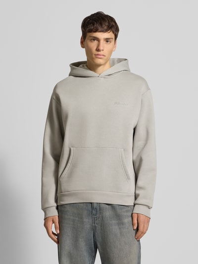 REVIEW Hoodie mit Label-Print Hellgrau 4