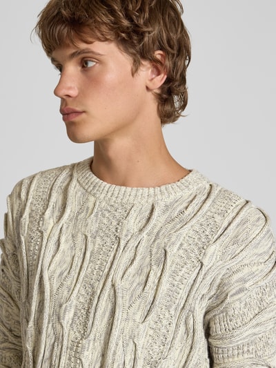 REVIEW Gebreide pullover met ronde hals Ecru gemêleerd - 3