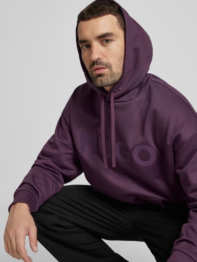 HUGO Hoodie mit Label-Print Modell 'Ditchle' Pflaume 3