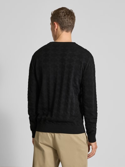 HUGO Gebreide pullover met ribboorden, model 'Sargyle' Zwart - 5