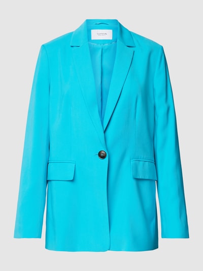 comma Casual Identity Blazer van viscosemix met reverskraag Oceaanblauw - 2