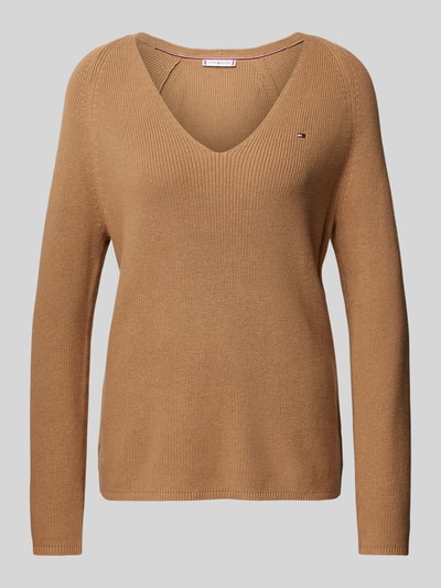 Tommy Hilfiger Strickpullover mit V-Ausschnitt Camel 2