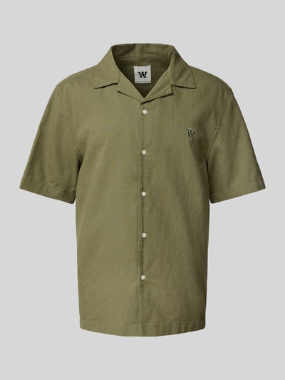Wood Wood Regular Fit Leinenhemd mit Resortkragen Modell 'aaron' Oliv 2