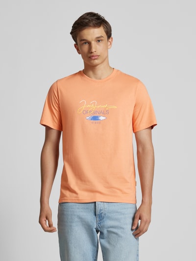 Jack & Jones T-shirt met labelprint, model 'CYRUS' Abrikoos - 4