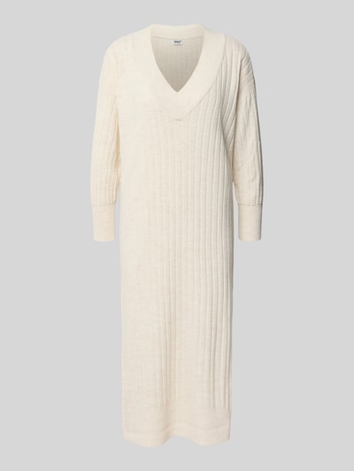 Only Fließendes Strickkleid mit V-Ausschnitt Modell 'NEW TESSA' Offwhite Melange 2
