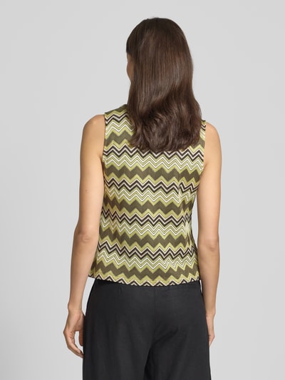 comma Top dzianinowy z ażurowym wzorem Zielony 5