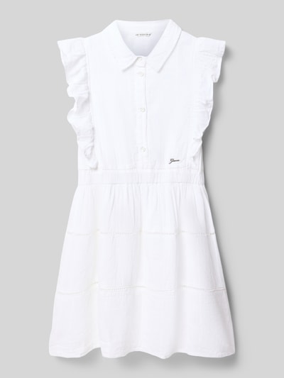 GUESS Knielanges Kleid mit Schmetterlingsärmeln Weiss 1