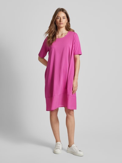 Milano Italy Knielanges T-Shirt-Kleid mit Rundhalsausschnitt Pink 1