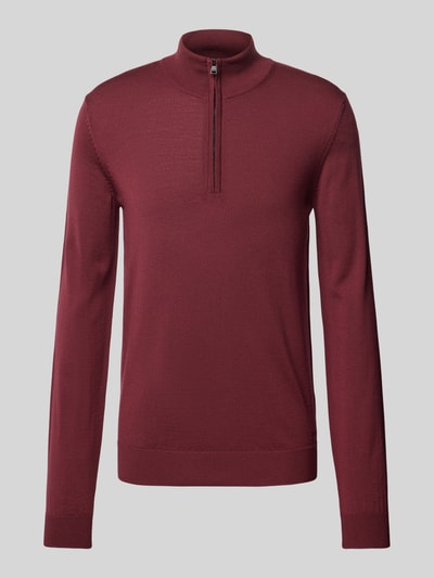 HUGO Gebreide pullover met schipperskraag, model 'San Quirin' Bordeaux - 2