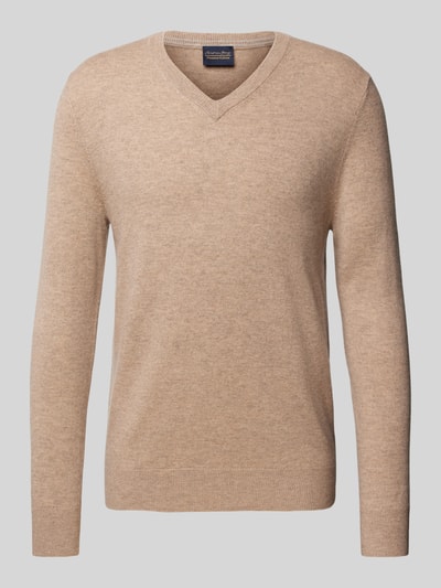 Christian Berg Men Wollpullover mit V-Ausschnitt und Kaschmir-Anteil Camel Melange 2