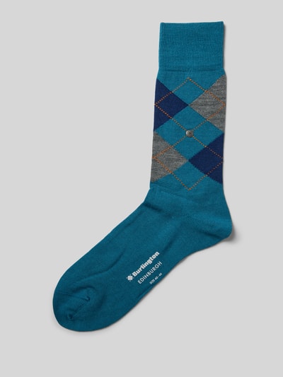 Burlington Socken mit Label-Detail Modell 'Edinburgh' Blau 1