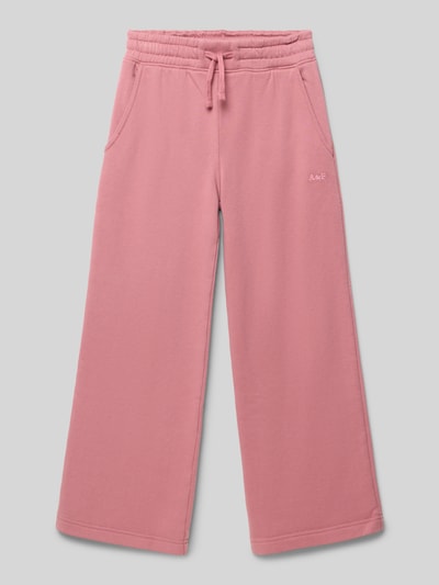 Productfoto, Wide Fit Sweatpants aus Baumwoll-Mix Modell 'ESSENTIAL' van Abercrombie&Fitch, kinder sweatpants in roze, elastische tailleband met trekkoord, zijzakken, label borduursel, binnenbeenlengte bij maat 134: 60 cm, zachte textuur