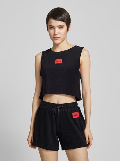 HUGO Cropped Tanktop mit Label-Patch Modell 'BONNIE' Black 4