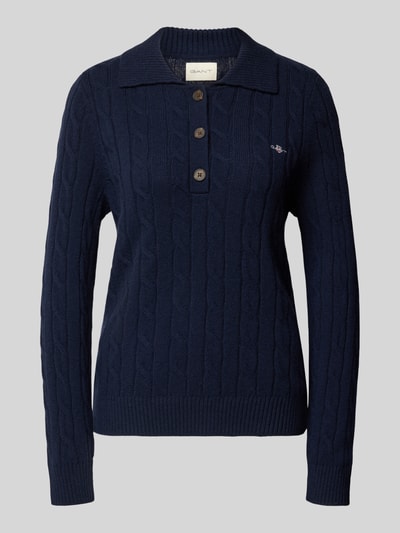 GANT Sweter z wełny z kołnierzykiem polo Granatowy 1