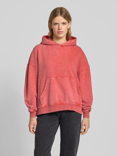 OH APRIL Bluza o kroju oversized z kapturem i kieszenią kangurką model ‘Cherish’ Koralowy 5