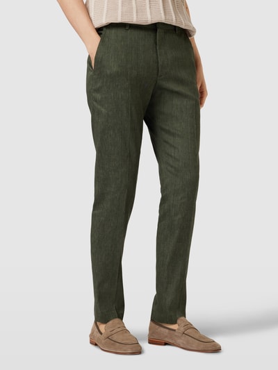 Pierre Cardin Stoffen broek met persplooien, model 'Simon' Donkergroen - 4