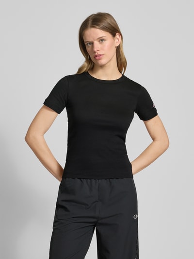 CHAMPION T-Shirt mit geripptem Rundhalsausschnitt Black 4