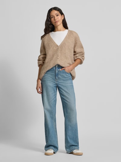 Smith and Soul Oversized gebreid jack met knoopsluiting Offwhite gemêleerd - 1