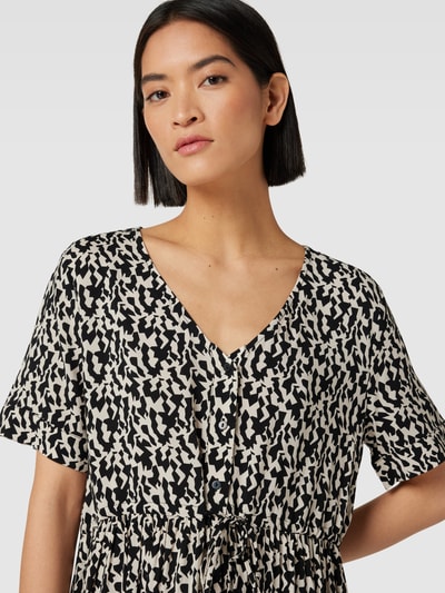 Tom Tailor Knielange jurk van viscose met all-over motief Zwart - 3