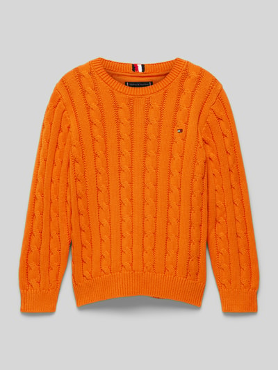 Tommy Hilfiger Teens Gebreide pullover met ribboorden Oranje - 1