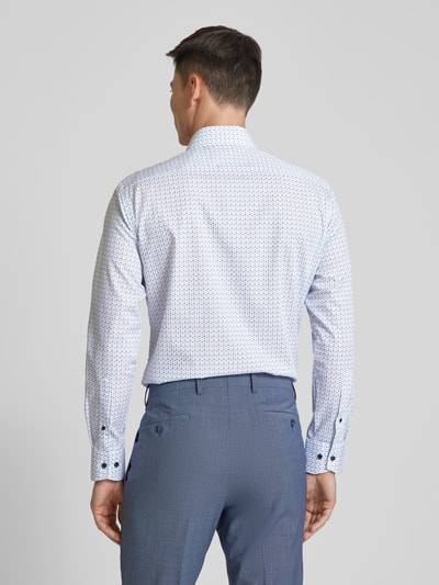 OLYMP Modern fit zakelijk overhemd met all-over motief Bleu - 5