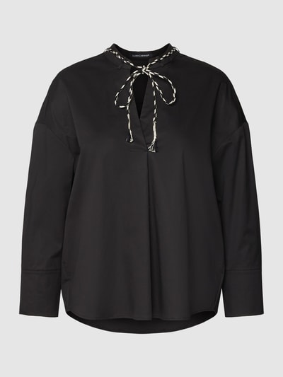 Luisa Cerano Bluse mit V-Ausschnitt und Kordel zum Binden Black 2