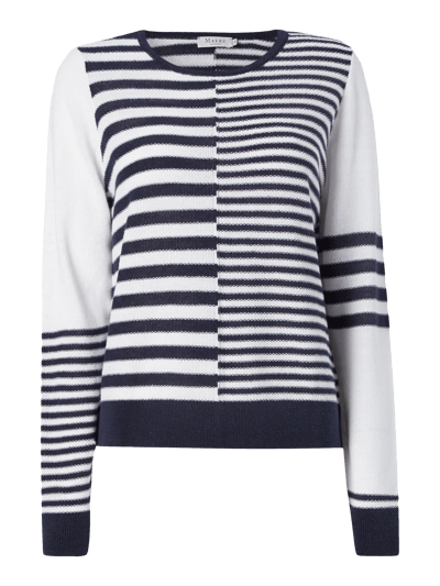 MAERZ Muenchen Pullover mit wechselndem Streifenmuster Dunkelblau 1