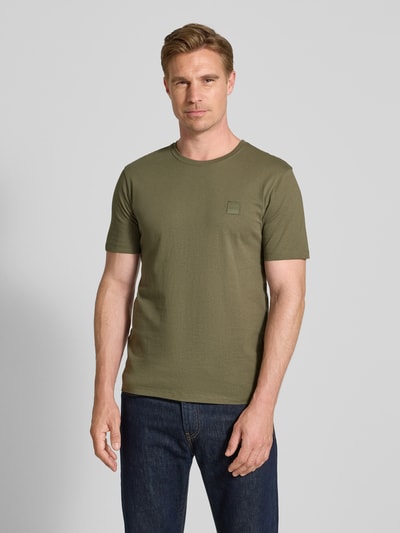 BOSS Orange Regular fit T-shirt van puur katoen, model 'TALES' Kaki - 4
