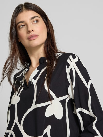 ZABAIONE Regular fit blouse met tuniekkraag, model 'Jo44a' Zwart - 3