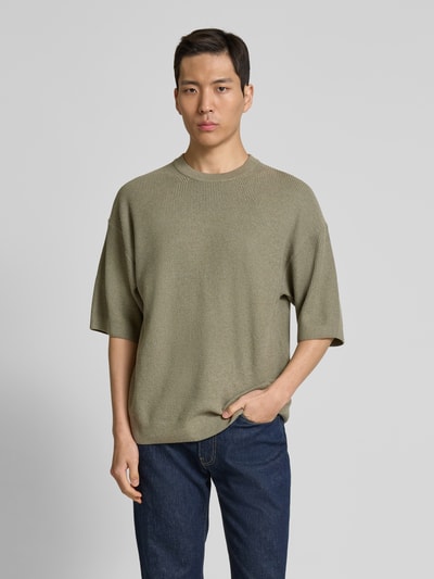 Jack & Jones Premium Gebreid shirt met ronde hals, model 'KALEB' Olijfgroen - 4