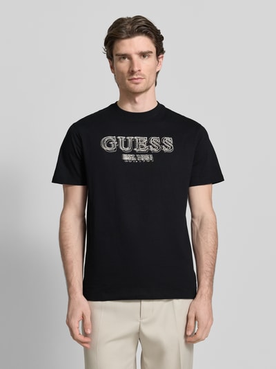 GUESS Koszulka z detalem etykiety Czarny 4