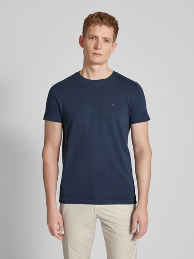 Tommy Hilfiger Slim fit T-shirt met logostitching, model 'GARMENT' Marineblauw - 4