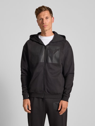 CARLO COLUCCI Sweatjacke mit Logo-Print und Zweiwege-Reißverschluss Black 4