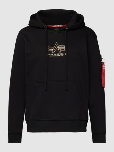 Alpha Industries Hoodie met logoprint, model 'BASIC HOODY ML FOIL PRINT' Zwart - 2