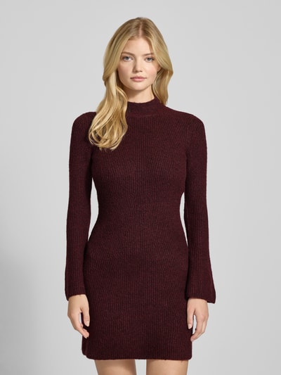 Noisy May Minikleid mit geripptem Stehkragen Bordeaux 4