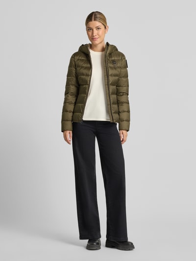 Blauer USA Kurtka puchowa z efektem pikowania z detal z logo model 'Charme' Oliwkowy 1