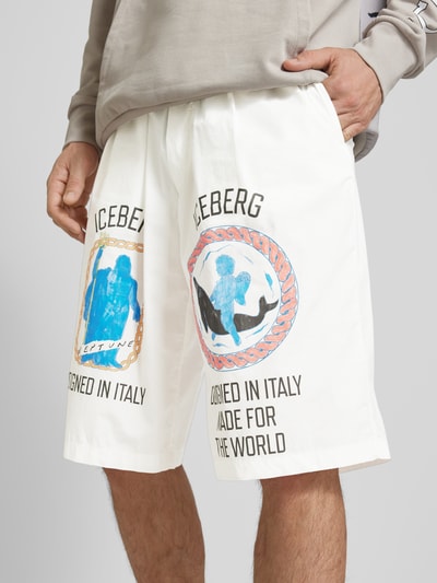 Iceberg Bermudas mit Motiv-Print und elastischem Bund Offwhite 3