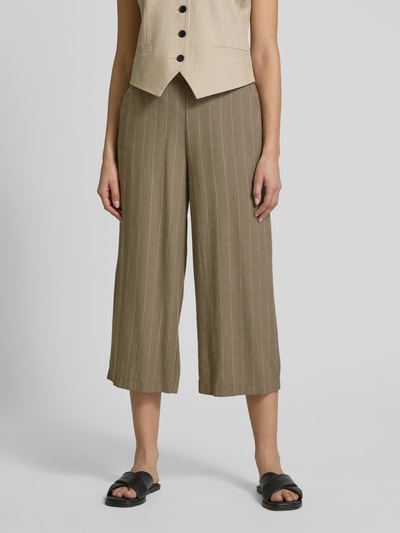 Vero Moda Regular fit culotte met krijtstreep, model 'MINDY' Olijfgroen - 4