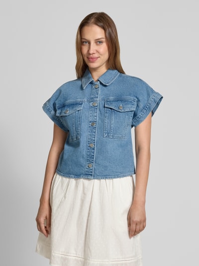 MSCH Copenhagen Regular fit jeansblouse met borstzakken, model 'Elida Ada' Jeansblauw - 4