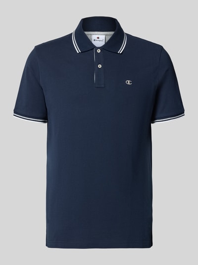 Produktfoto, Slim Fit Poloshirt mit Label-Stitching von CHAMPION aus Reine Baumwolle, Knopfleiste, Rückenlänge bei Größe M 73 cm, navyfarben