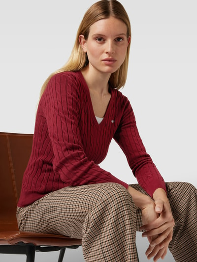 Gant Strickpullover mit Zopfmuster Bordeaux 3